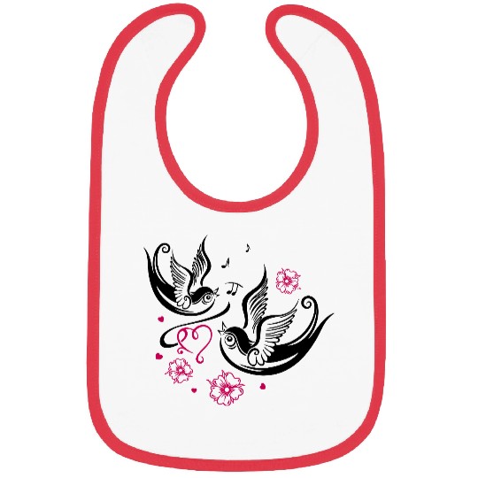 Sakura Cherry Blossom Swallow Birds Spring Flowers Bibs