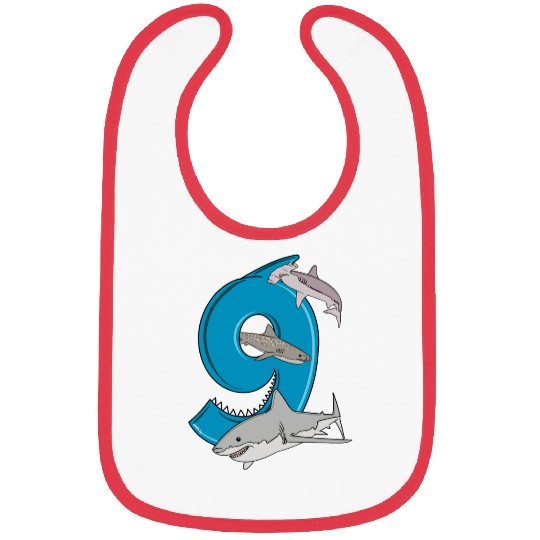 9th Birthday Bibs Boys Great White Shark