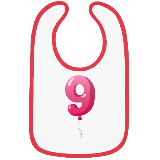 Number 9 Balloon, 9th birthday, 9 year old Bibs