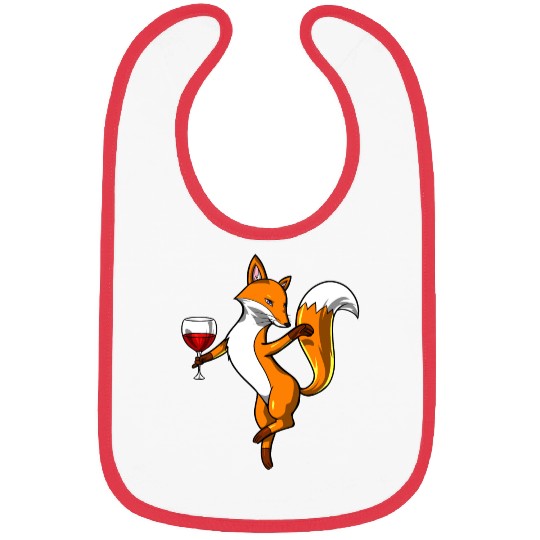 Cute Fox Wine Drinking Lover Party Bibs