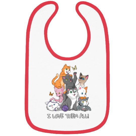 I love them all Cats Gift Maine Coon cat lover Bibs