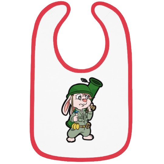 CUTE BUNNY WITH BAZOOKA Soldier Pacifist Private Bibs