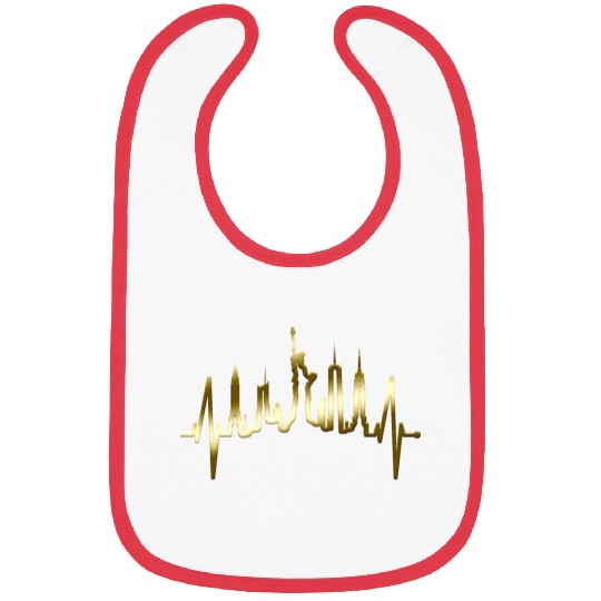 New York City Heartbeat Manhattan Skyline USA Gold Bibs