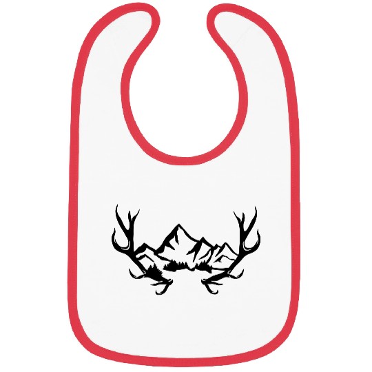 Deer antlers, mountains and forest Bibs