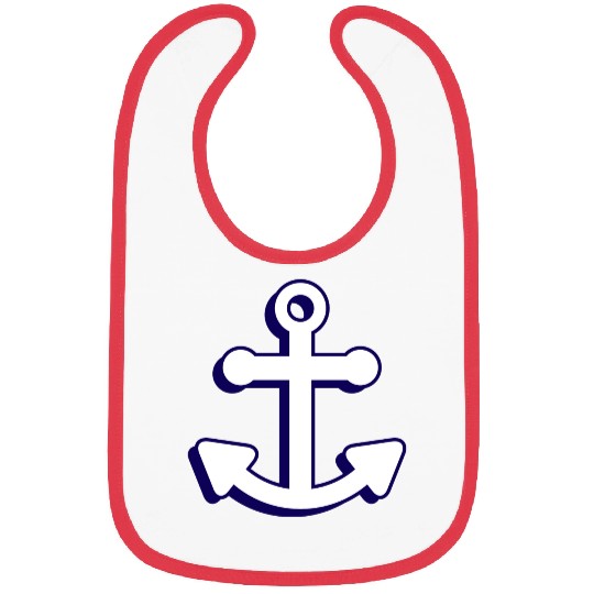 Nautical boat anchor in navy blue and white 3D Bibs