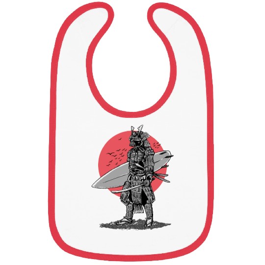 Samurai Surfer Red Sun Bibs