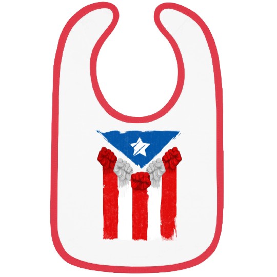 Raised Fists For Puerto Rico - Boricua Flag Bibs