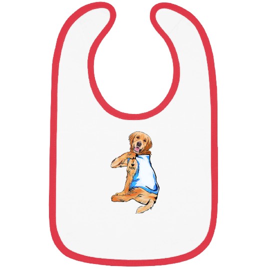 Golden Retriever Dog Tattoo I Love Mom Bibs