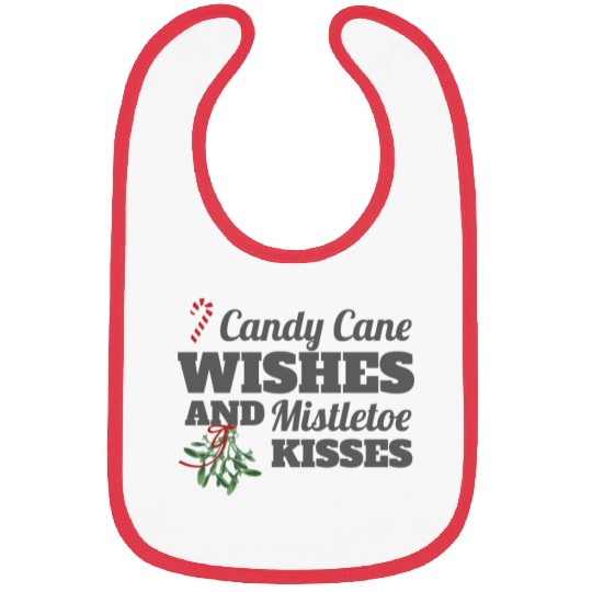 Candy Cane Wishes and Mistletoe Kisses Christmas Bibs