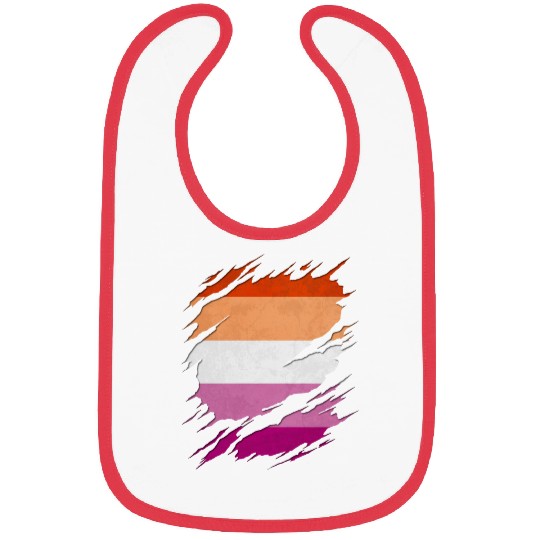 Lesbian Pride Flag Ripped Reveal Bibs