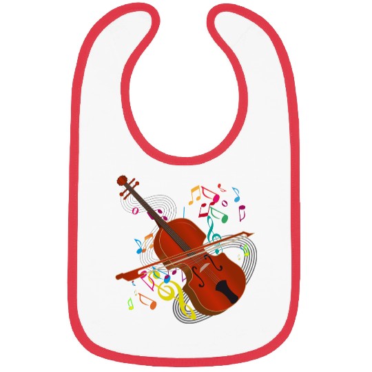 red-brown hand-drawn violin with notes Bibs