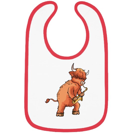 Highland Cow Cattle Playing Saxophone Music Gift Bibs
