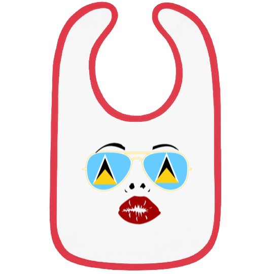 Saint Lucia Flag St Lucia Sunglasses Lips Kiss Bibs