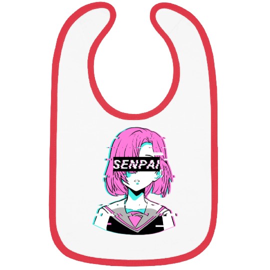 Aesthetic Vaporwave Anime Girl - Notice Me Senpai Bibs