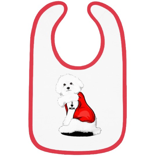 Bichon frise I Love Mom Tattoo Bibs