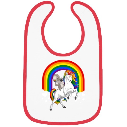 LGBT Koala Bear Riding Unicorn Gay Pride Rainbow Bibs