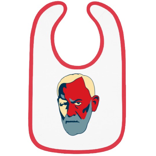 Sigmund Freud Portrait - Red and Blue Bibs