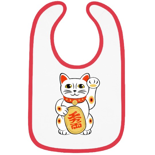 Japan Lucky Cat Japanese Maneki Neko Good Luck Cha Bibs