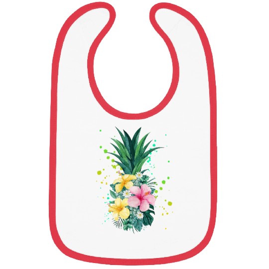 Hawaii Flower Pineapple Art Vacation Bibs