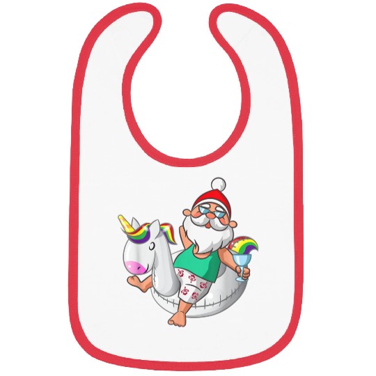 Christmas in July Santa Hawaiian Unicorn Swim Bibs