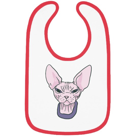grumpy catpinkGrumpy Sphinx Cat - Purple Bibs