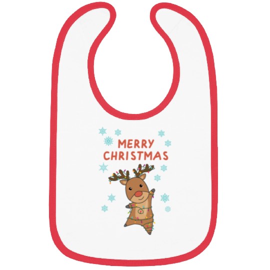 Merry Christmas Rudolph Red Nose Reindeer Snow Bibs