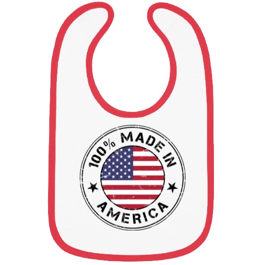 USA Made in America flag stamp Bibs