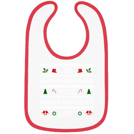 65 MCMLXV JOY PEACE LOVE CHRISTMAS SWEATER DESIGN Bibs