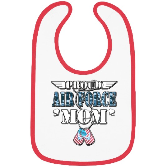 Proud Air Force Mom Us Flag Dog Tags Wings Militar Bibs