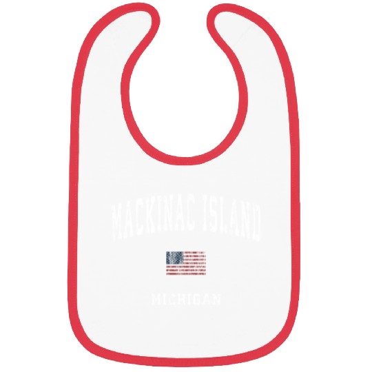 Mackinac Island Michigan MI Vintage American Flag Bibs