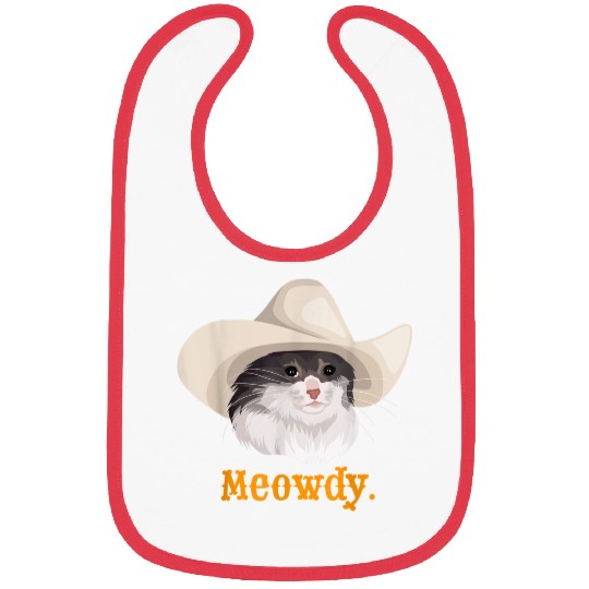 Meowdy Sad Cat Wearing a Cowboy Hat Meme Bibs