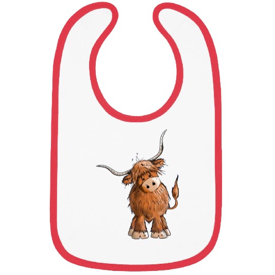 Fluffy and funny scottish highland cow Bibs