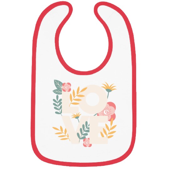Love Love Pattern Beautiful Flowers Bibs