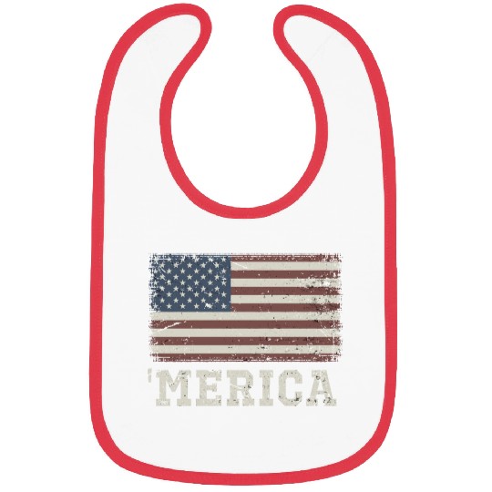 Merica Vintage Usa Flag Bibs