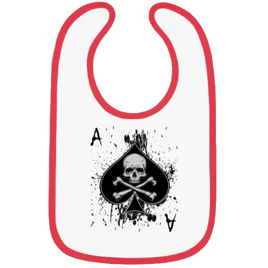 Skull Ace of Spades Playing Card Poker Gift Idea Bibs