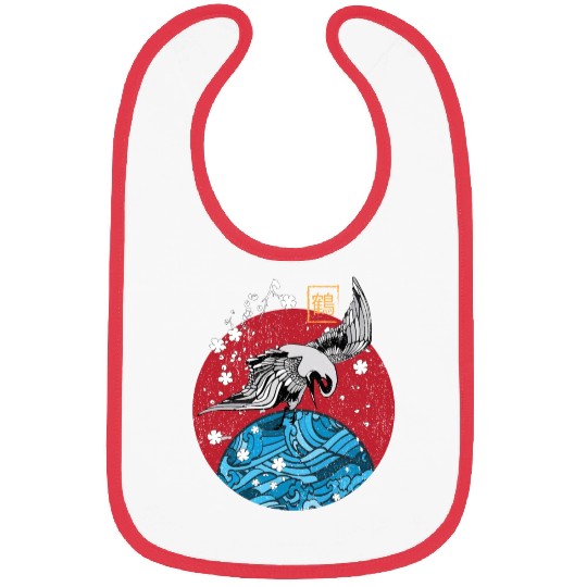Two Asian Koi Fish on Waves Mountain Bibs