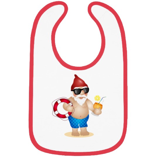 Garden gnome with swimming trunks and lifebuoy Bibs