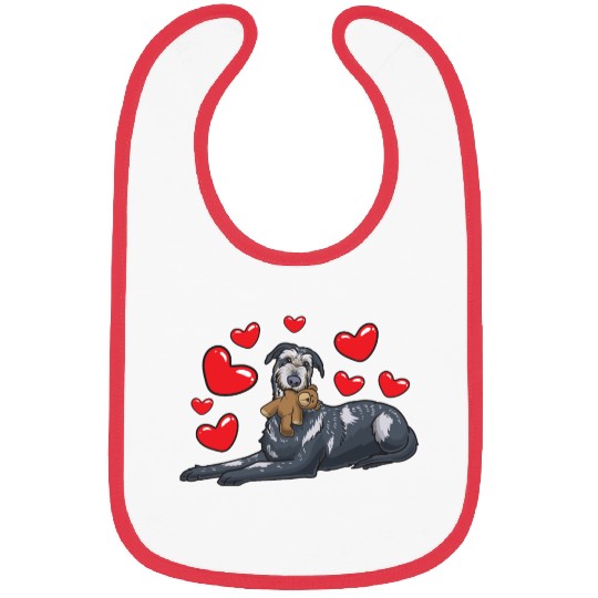 Irish Wolfhound Dog With Stuffed Animal Bibs