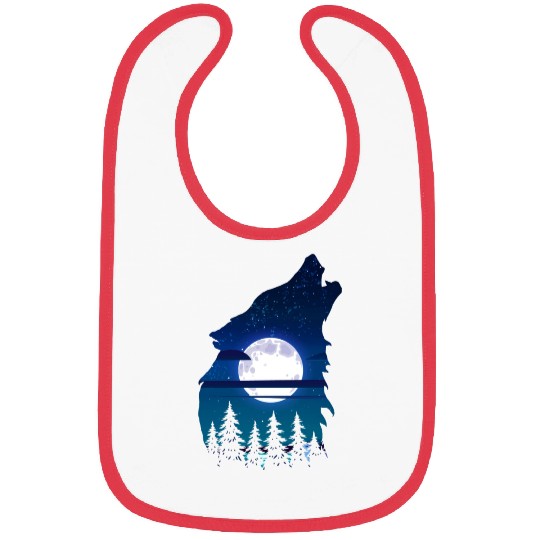 Howling wolf full moon forest howling wild Bibs