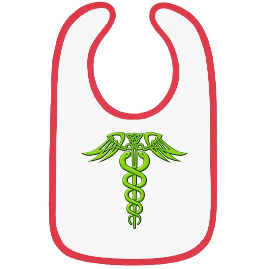 Green Celtic Knot Caduceus Bibs