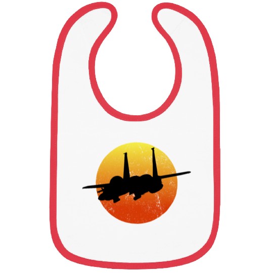 F-15 Eagle Silhouette Retro Sunset Military F15 Bibs