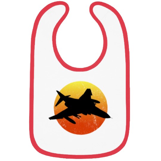 F-4 Phantom Silhouette Retro Sunset Military Jetf4 Bibs