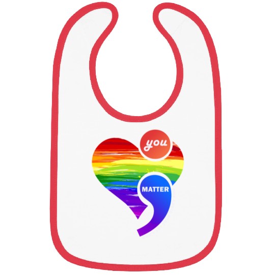 Rainbow Heart Semicolon You Matter Bibs