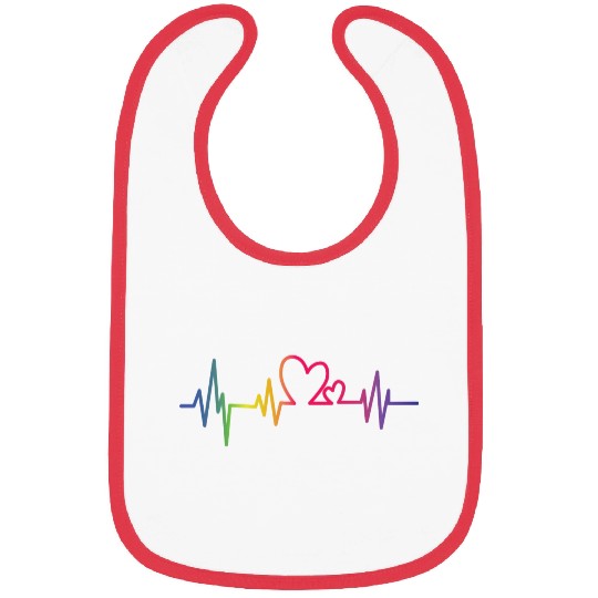 Pride Rainbow heart beat Bibs