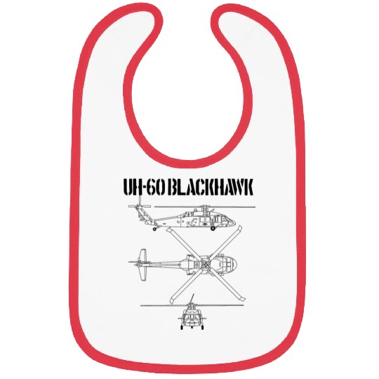Blackhawk Schematic Military Helicopter UH-60black Bibs