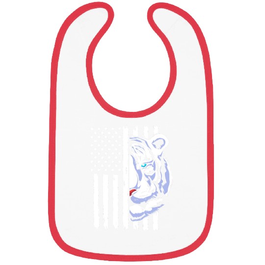 4th Of July American Flag White Tiger Bibs