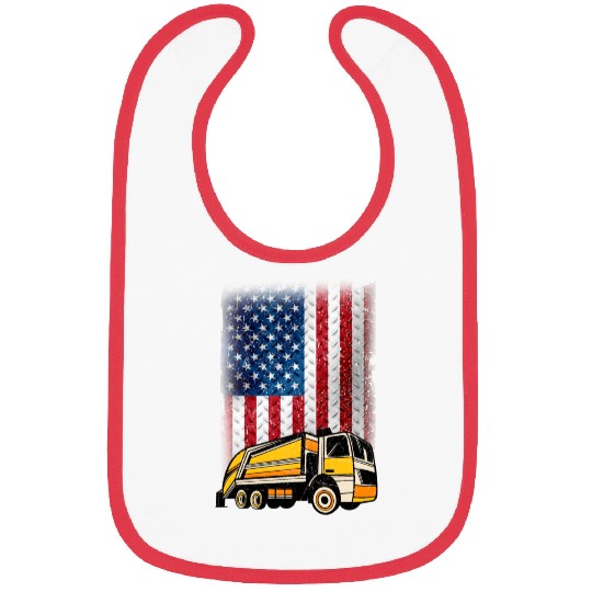 Garbage Truck USA Flag Gift Bibs