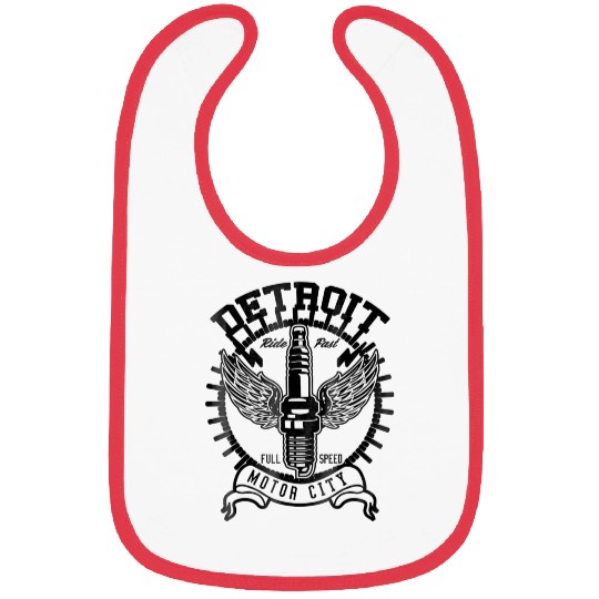 Detroit Michigan Motor City Spark Plug Wings Ride Bibs