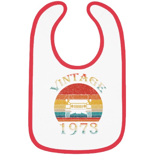 Vintage Jeeps Birthday 1973 Retro Sunset Dad Mom Bibs