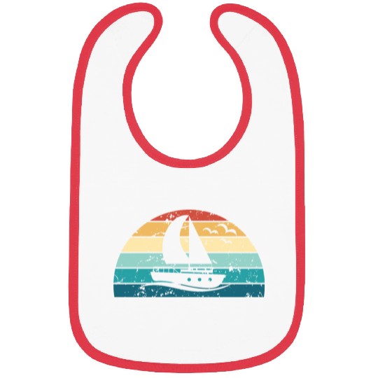 Retro Boating Sunset Vintage boat Sunrise Bibs